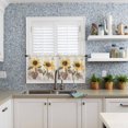 thumbnail image 6 of Half Window Curtains 24 Inches Long, Sunflower Window Treatment Curtain Drapes, Yellow Summer Botanical Floral Farmhouse Short Curtains Tiers for Kitchen Over Sink, 27.5"x24", 2 Panels, 6 of 7