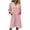 Pink, variant on Ohufall Dress Women Cotton Linen Button V Neck 3/4 Sleeve Midi Dress Pocket Pleated Solid Color Fashion Dresses