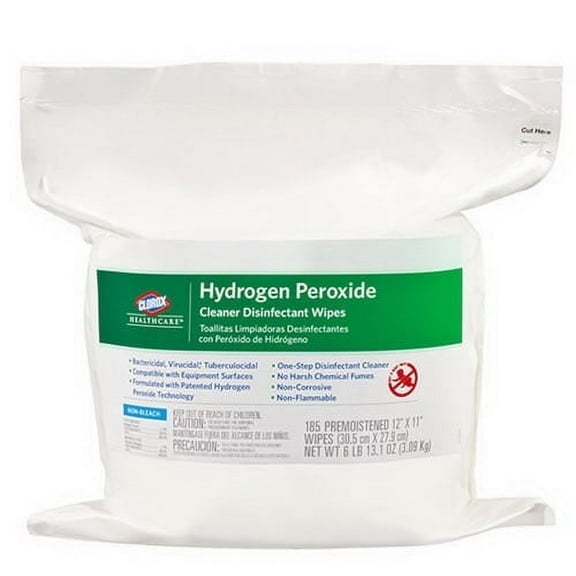 12 in. x 11 in. Hydrogen Peroxide Cleaner Disinfectant Wipes - Unscented White (2/Carton)