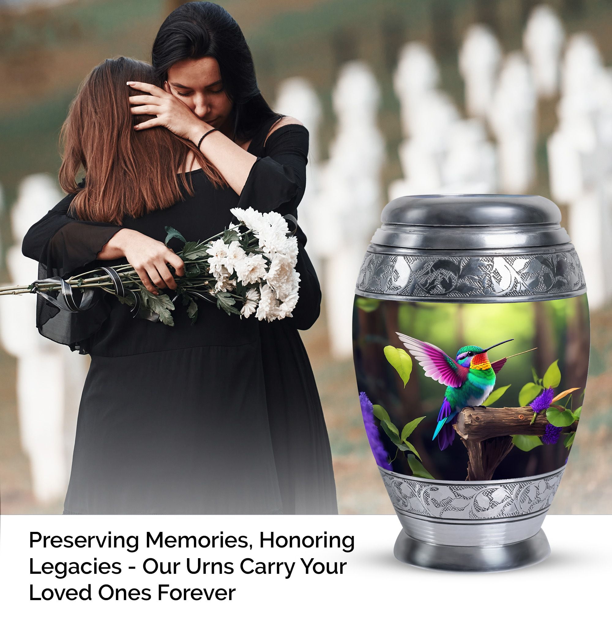 Cute Hummingbird With Colorful Plumage - Large Urns For Human Ashes Adult Male - Urn For Human Ashes - Ash Urns For Humans - Funeral Cremation Urns For Ashes - Cremation Urn For Adults(10inch)