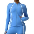 thumbnail image 2 of Ailaofu Running Jacket for Women Workout Jackets Zip Up Slim Fit Athletic Yoga Cropped Tops, 2 of 6