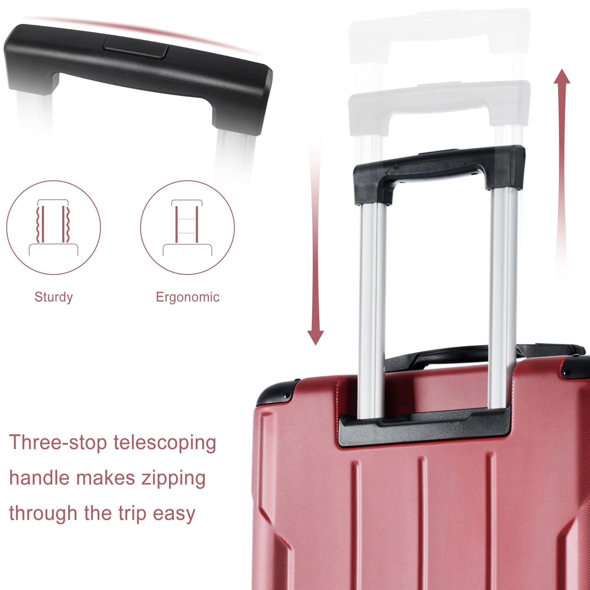 Hardshell Luggage, Lightweight Durable ABS Suitcases with Double Wheels, Expandable 28-inch Checked Luggage