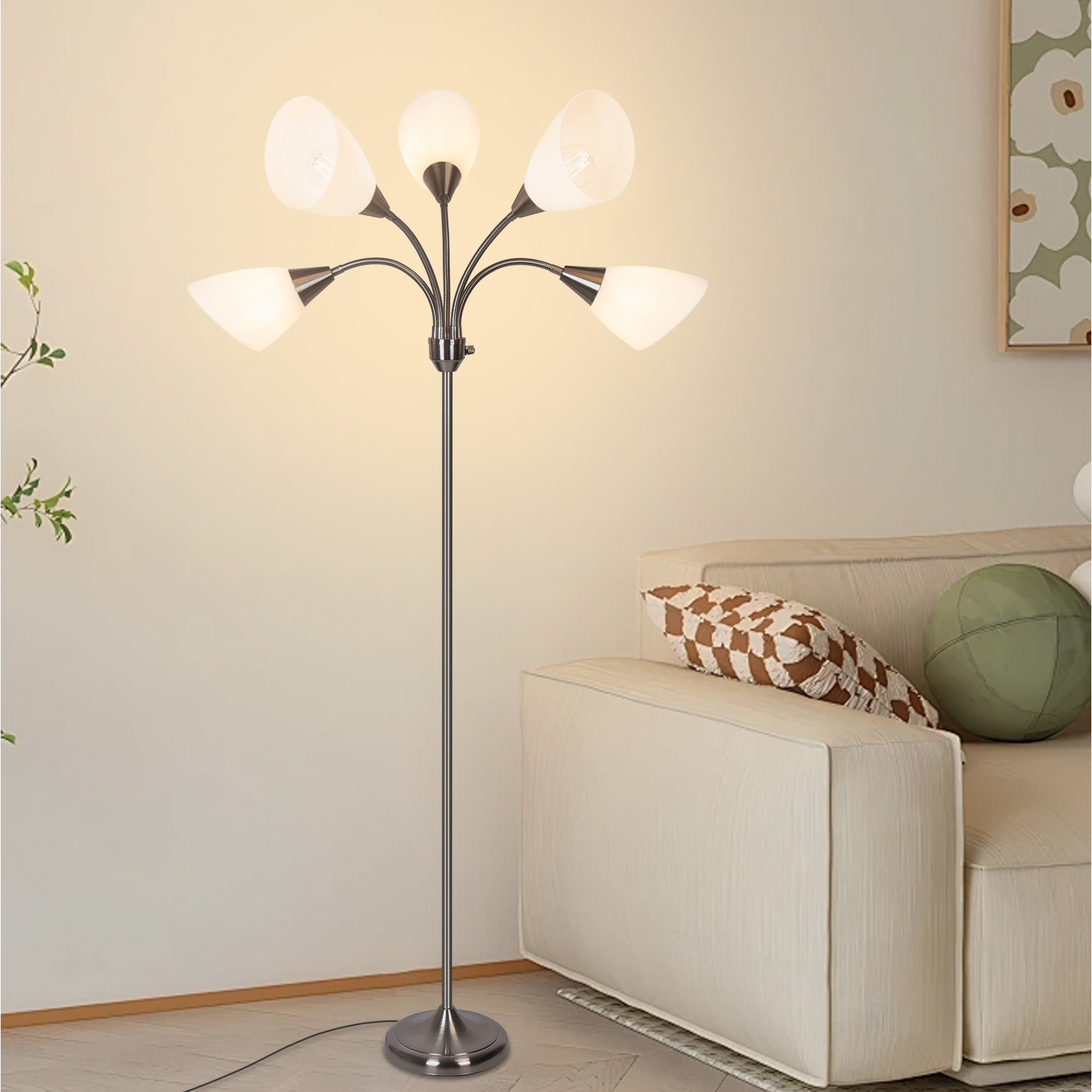 HonoDing 68-Inch Medusa Floor Lamp with 5 Adjustable Heads photo 4