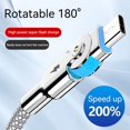 thumbnail image 3 of Cable de datos USB de carga súper rápida a micro USB tipo C Cable de carga de teléfono para automóvil tejido de nailon con rotación de 180 grados 0,3 m 1 m 2 m, 3 of 6