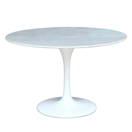 60 Inch Round Dining Room - Fine Mod Imports Flower Round Marble Top Dining Table in White - (60 Inch)