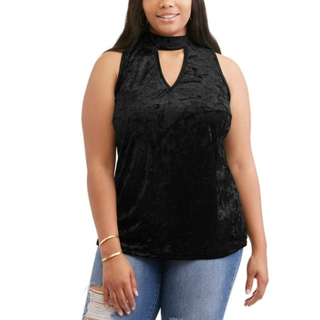 Junior Plus Crushed Velvet Swing Sleeveless Top
