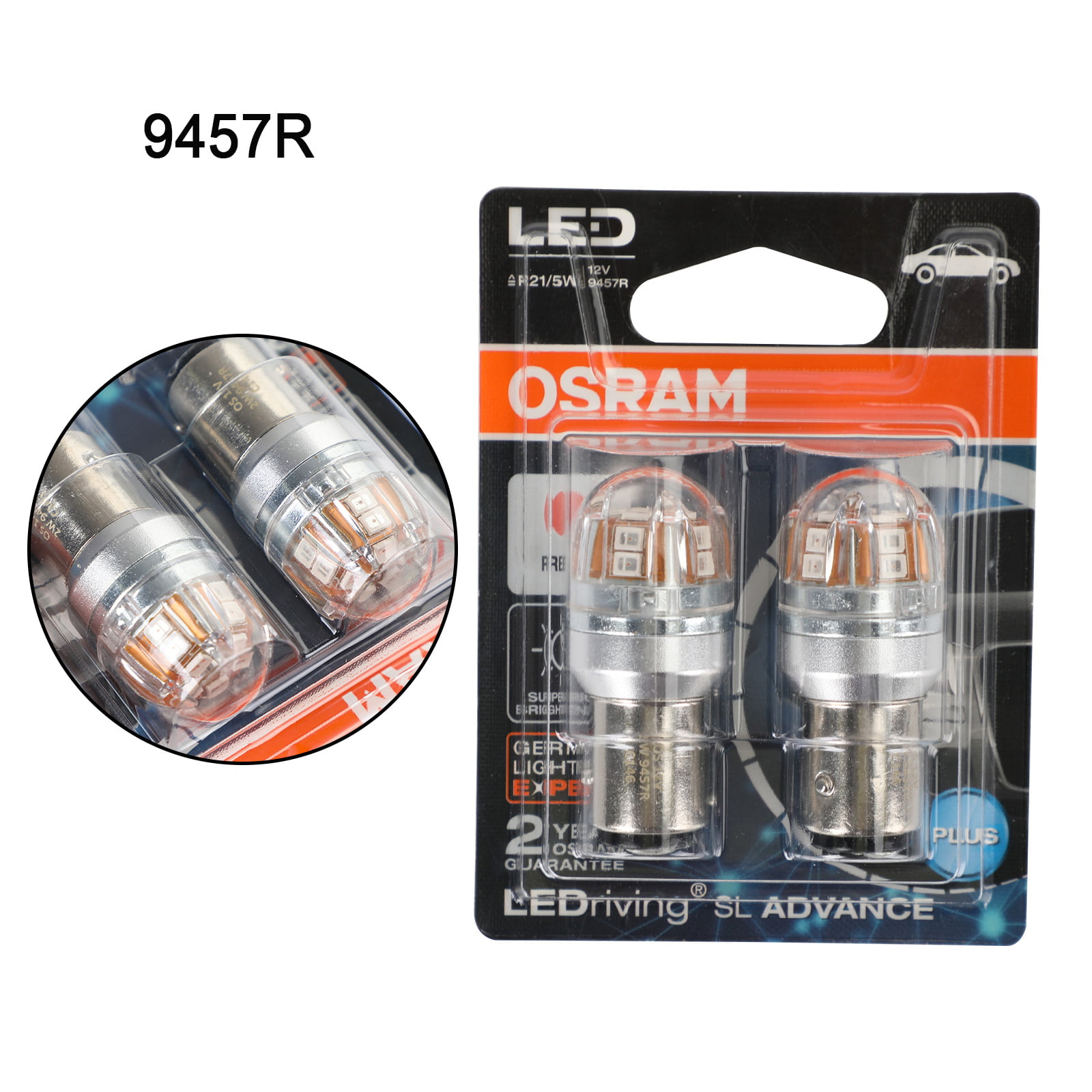 Planet Equivalent Relative size 2x For OSRAM 9457R Car Auxiliary Bulbs LED P21/5W 12V 2/0.2W BAY15d -  Walmart.com