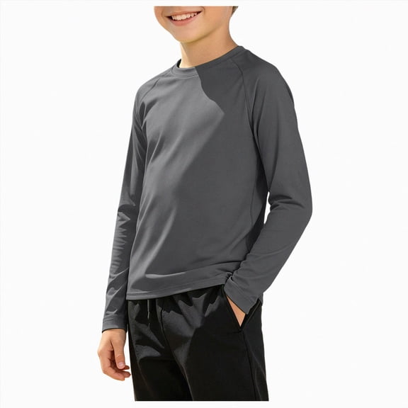 mgoYE Boys Rash Guard Swim Shirts 9-10 Years Long Sleeve Swimwear Toddler Kids Water Surfing Swimming Shirts Dark Gray