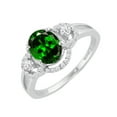 thumbnail image 2 of Sterling Silver with Natural Chrome Diopside and White Zircon Halo Ring, 2 of 3