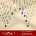 thumbnail image 3 of JeenMata 3.25 Carat Cubic Zirconia April Birthstone - Round and Pear Cut Dangle Pendant Necklace in 18k White Gold Plated for Women, 3 of 9