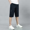 thumbnail image 3 of 3/4 Length Cargo Shorts for Men Elastic Waist Big and Tall Knee Length Shorts Multi-Pocket Long Blew Knee Capri 3/4 Pants Casual Hiking Relaxed Fit Hiking Long Shorts,Blue 4XL, 3 of 4