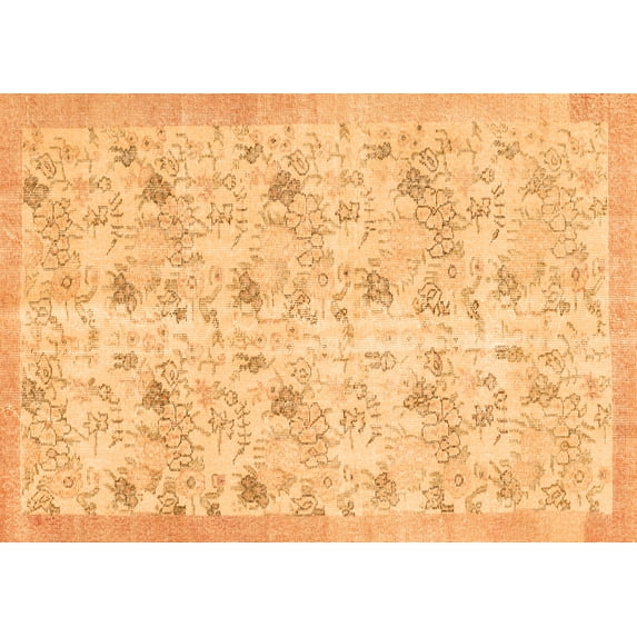 Ahgly Company Indoor Rectangle Abstract Orange Contemporary Area Rugs, 2' x 5'
