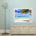 thumbnail image 3 of IDEA4WALL Wall Murals Fake White Window with Beach and Palm Tree Leaves Removable Wallpaper Peel and Stick Wall Stickers - 24x32 inches, 3 of 4