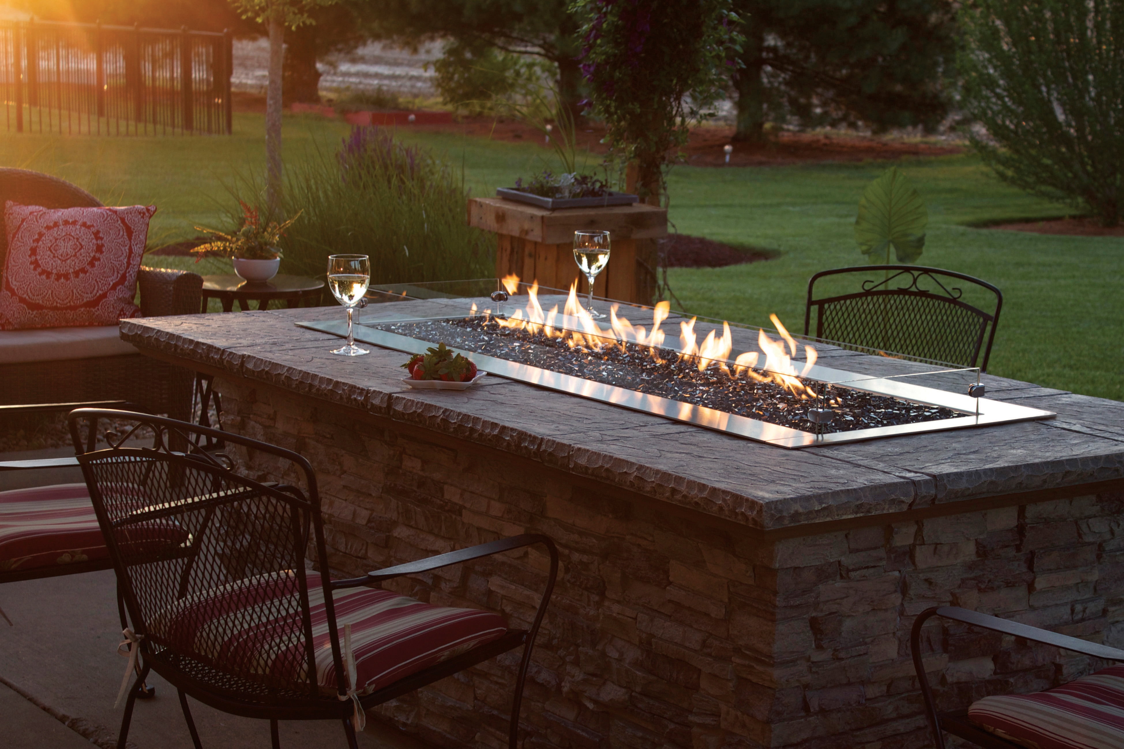 Propane Gas Outdoor Linear Fire Pit, Outdoor Fire Pit Enclosures