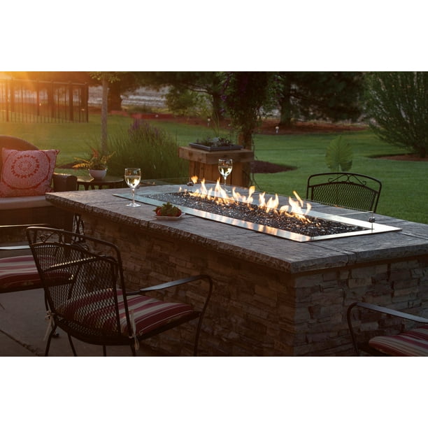 Empire Rose 60 Multicolor Led Lighting Manual Outdoor Linear Fire Pit Natural Gas, How Much Natural Gas Does A Fire Pit Use
