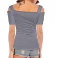 thumbnail image 3 of JINMGG Womens Tops,A Strapless Top with Short Sleeves for Fashionable Ladies Gray XL, 3 of 4