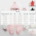 thumbnail image 3 of UAMVSH Newborn Baby Snowsuit Infant Long Sleeve Double Zipper Onesies Warm Hooded Jumpsuit Outwear Gloves Foot Covers Set 3-24M, 3 of 7