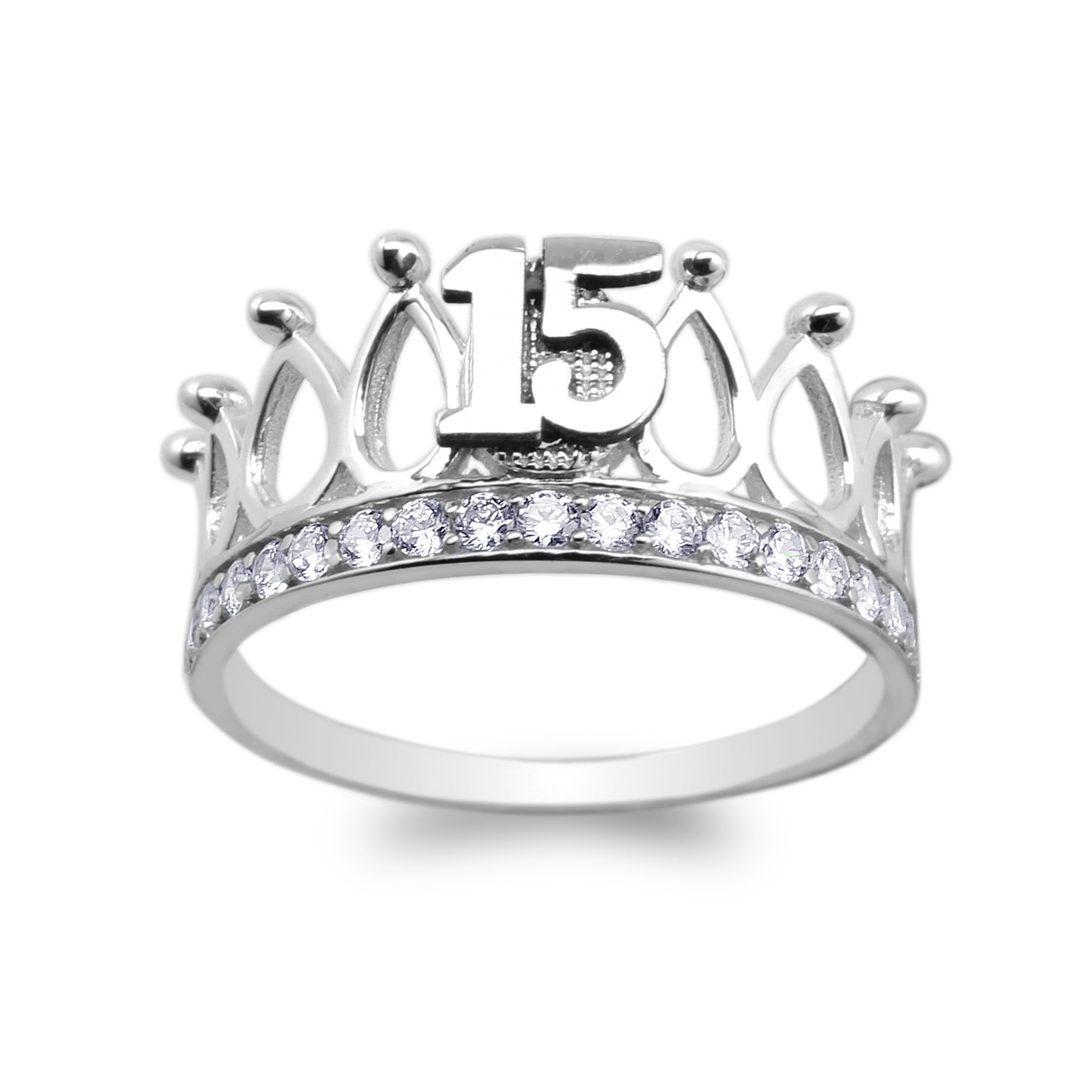 Crown with Pear Shape and Round Shape CZ .925 Sterling Silver Ring Sizes 5-10 