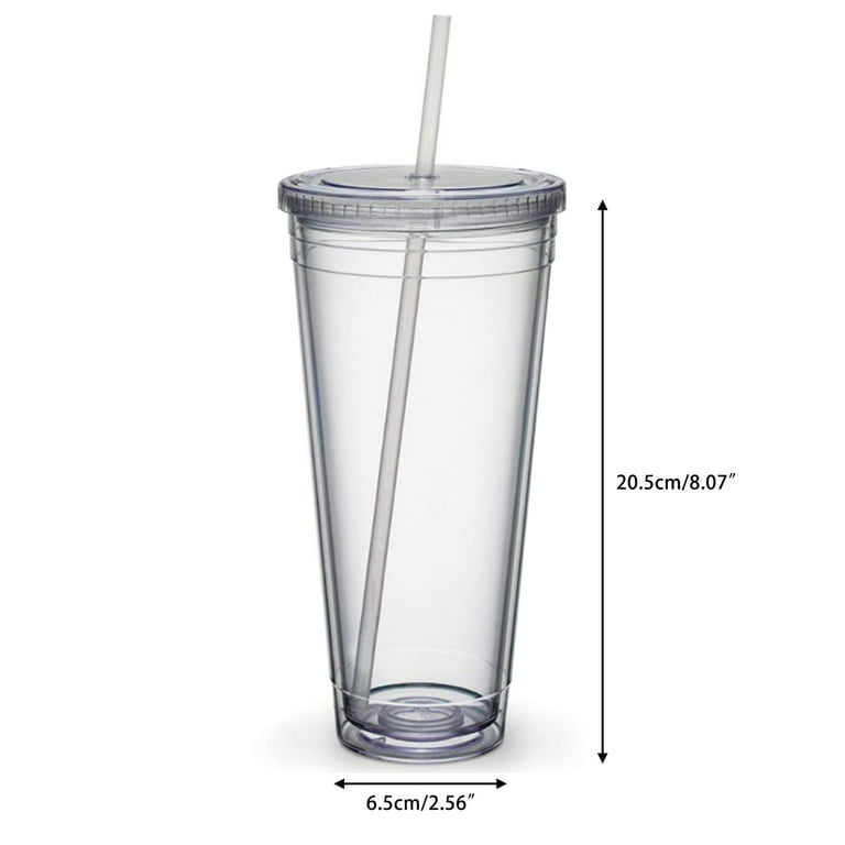 Double Wall Plastic Cup Cups with Lids And Straws Tumbler With