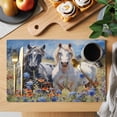 thumbnail image 2 of Placemat Set of 6 Horse Flower Floral Placemats for Dining Table Leaves Bouquet Washable Table Mats for Kitchen and Party Decor Indoor & Outdoor Use, 2 of 8