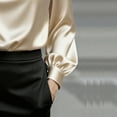 thumbnail image 6 of Craaazy Women's Casual Solid Color Long-Sleeved Cozy Satin Shirts Gifts, 6 of 6