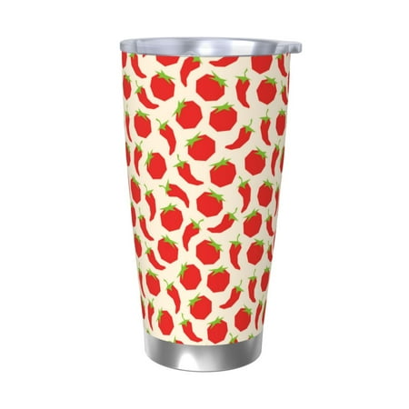 

Salouo Tomatoes And Chili Print 20oz Tumbler with Lid Stainless Steel Vacuum Insulated Tumbler Durable Insulated Coffee Mug Thermal Cup with Splash Proof Sliding Lid-Without Straw