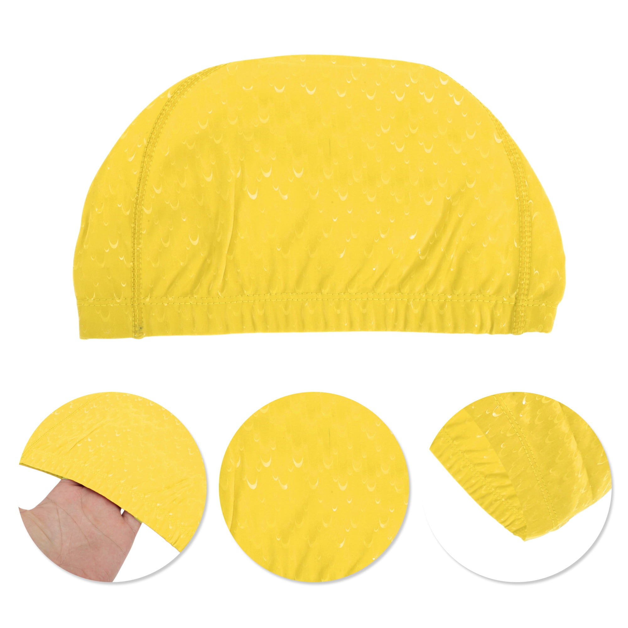 Unique Bargains Pleated Style Swimming Cap 1 Pc Bright Yellow