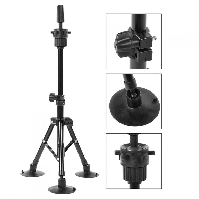 Adjustable Wig Stand Tripod, Heavy Duty Mannequin Tripod Wig Head Stand  Hairdressing False Head Mold Stand Bracket, Black
