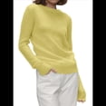 thumbnail image 3 of Suéter Básico de Cuello Redondo para Mujer, Jersey de Larga y Cuello Redondo. Amarillo L, 3 of 8