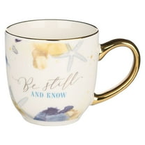 Christian Art Gifts Inspirational Ceramic Coffee and Tea Mug with Gold for Women: Be Still and Know - Psalm 46:10 Bible Verse Novelty Hot and Cold Beverage Cup, Watercolor Ocean Blue and Gold, 11 oz.