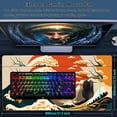 thumbnail image 3 of Gaming Mouse Pad, Japanese Sea Wave Sun Extended Large Desk Mat, Big Computer Keyboard Desk Pad, Stitched Edges Mousepad, 31.5 x 11.8 Inch Waterproof Desk Pad for Office and Home, 3 of 6
