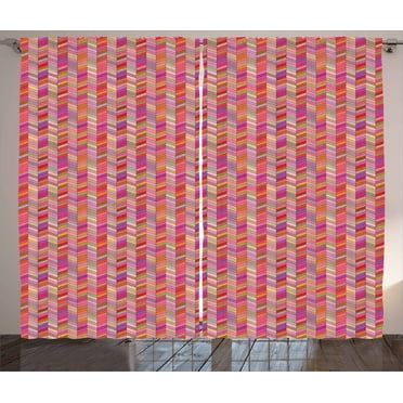 Ambesonne Chevron Curtains 2 Panel Set, Angled Rectangle Pattern, 108" x 63", Multicolor