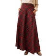 thumbnail image 2 of WULMLEO Maxi Skirts for Women High Waisted Retro Flowy Long Plaid Skirt Renaissance Pull On Tartan A Line Skirt with Pockets Red 2XL, 2 of 4