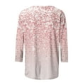 thumbnail image 4 of Bowake Hauts d'Été pour Femmes 2024 Col Rond Manches 3/4 T-Shirts Pailletés Scintillants pour Femmes T-Shirts Décontractés Chics Roses 4, 4 of 5
