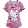 thumbnail image 4 of Hello Kitty Scrubs Medical Uniforms Woman Hello Kitty Cartoon Printed Nurse Tops Pet Groom Uniform Short Sleeve Carer Clothes, 4 of 6