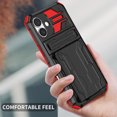 thumbnail image 5 of Allytechgroup for iPhone 16 Plus Rugged Case with Cards Holder, Heavy Duty Shockproof Hybrid PC TPU Back Cover Anti-Scratch Bumper Protective Phone Case for iPhone 16 Plus, Red, 5 of 9