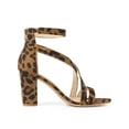 thumbnail image 3 of BLISSFUL STEP Women Crisscross Ankle Strap Block Heel Sandals Leopard 8.5, 3 of 7