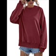 thumbnail image 2 of Sudadera de Larga para Mujer, Holgada, para Hacer Ejercicio, para Salir, Informal, con Capucha Vino Tinto M, 2 of 10