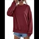 thumbnail image 2 of Sudadera de Larga para Mujer, Holgada, para Hacer Ejercicio, para Salir, Informal, con Capucha Vino Tinto XL, 2 of 10