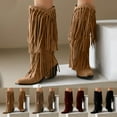 thumbnail image 2 of Mepaouo Cowboy Cowgirl Boots for Women Suede Pointed Toe Chelsea Tassels Western Knee High Boots, 2 of 6