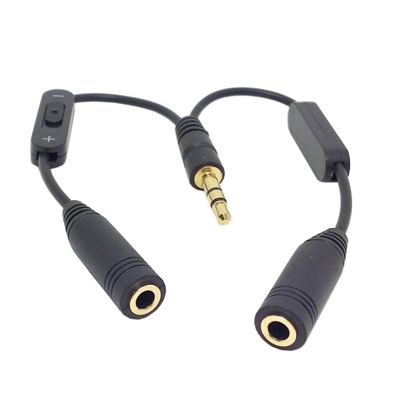 EXHUMKY Headphone Splitter for Headphones 1Set with Black Plastic and Microphone Compatibility
