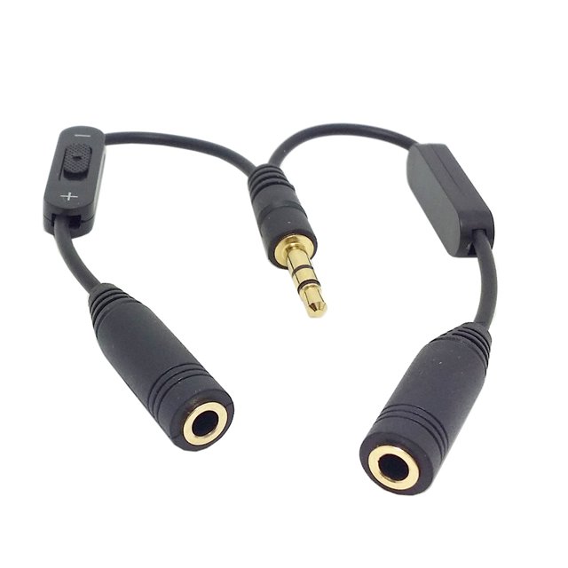 EXHUMKY Headphone Splitter for Headphones 1Set with Black Plastic and Microphone Compatibility
