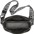 thumbnail image 4 of Bolsa crossbody negra con logos metálicos y letras bordados, 4 of 6
