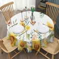 thumbnail image 3 of White Butterfly Bee Sunflower Pattern Round Tablecloth 60"x60",Wrinkle Wipeable Table Cloth for Kitchen Dining Room Picnic Patio Party, 3 of 6