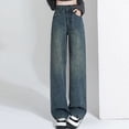 thumbnail image 5 of BUYISI Retro High Waist Fashion Wide Leg Pants For Women 2025 New Loose Straight Blue S, 5 of 9
