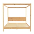 thumbnail image 2 of Pemberly Row Wood King Size Canopy Bed with Slatted Headboard in Natural, 2 of 10