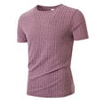 thumbnail image 5 of PNTUTB Summer Men's Solid Vertical Stripe Stretch Crew Neck Pullover Casual Sports Fitness Short Sleeve T Shirt, 5 of 6