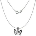 thumbnail image 3 of Very Tiny 1/2 inch Sterling Silver Butterfly Necklace for Women Diamond-Cut Oxidized finish 16 inch BX_15, 3 of 4