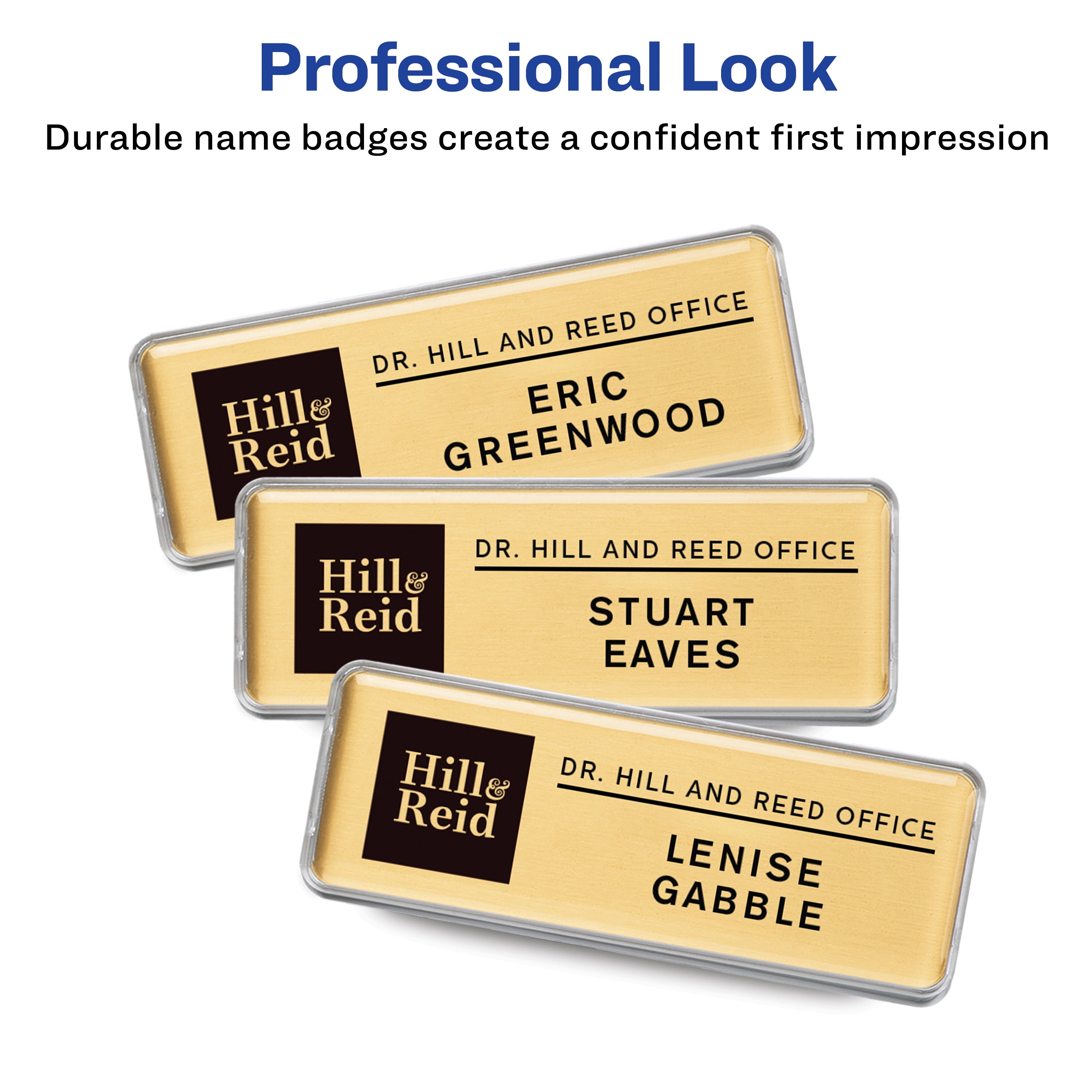 Avery Magnetic Name Badge Kit, 1" x 3", Gold, 10 Badges (71204)