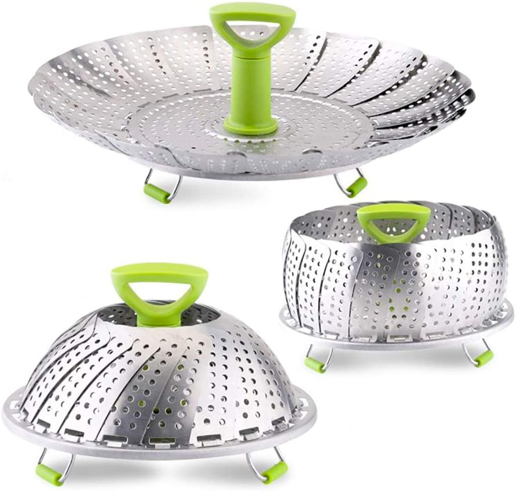 Vegetable Steamer Basket for Cooking Food Veggie Broccoli Meat Steamer Pot  Cooker Expandable Steel Steamer (6.3-10.3)